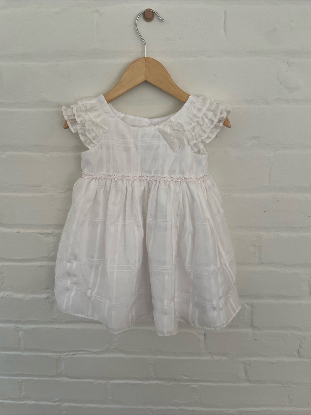 Laura Ashley White Ruffle Sleeve Dress